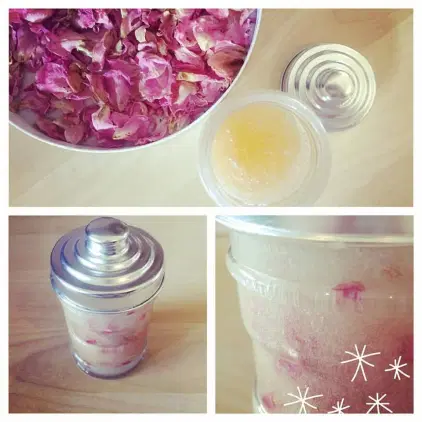 DIY Gommage corporel : Pétales de rose & Amande douce